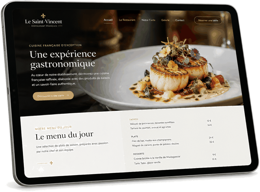 Site restaurant Allianweb sur tablette